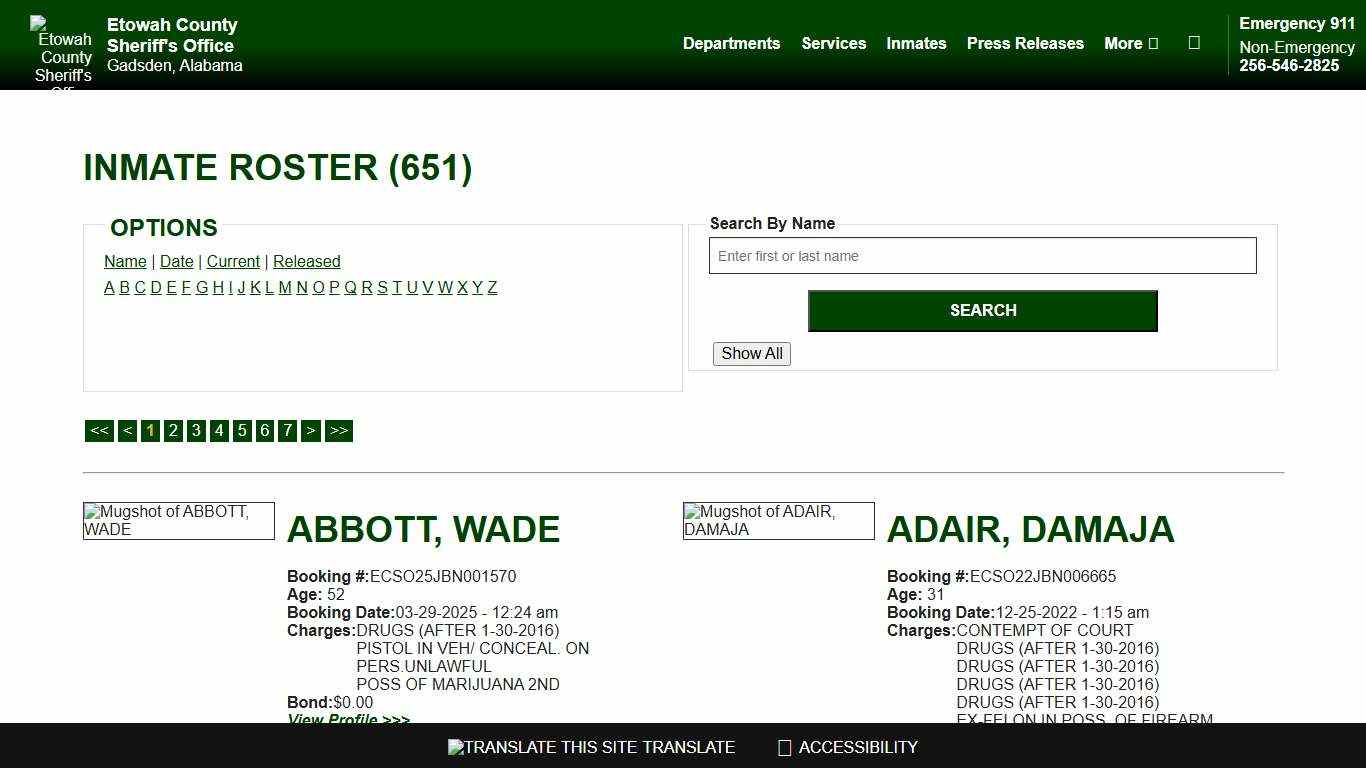 Inmate Roster - Current Inmates - Etowah County Sheriff's Office